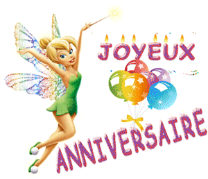 Gif animé joyeux anniversaire fée Clochette